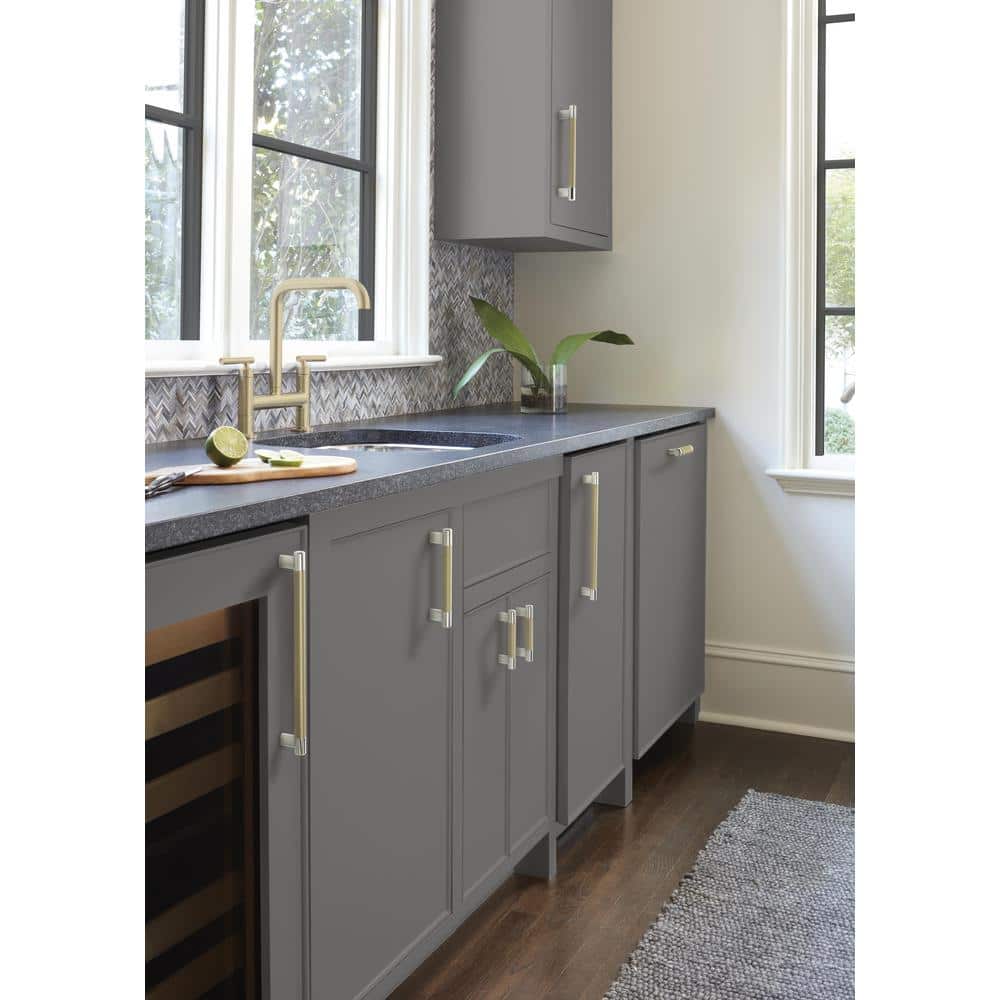Polished Nickel and Golden Champagne Bar Cabinet Pull