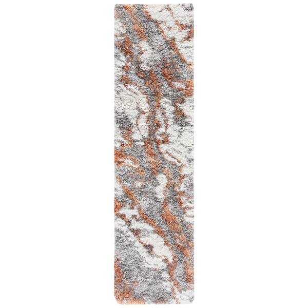 Horizon Shag 2 ft. x 11 ft. Gray/Rust Abstract Runner Rug