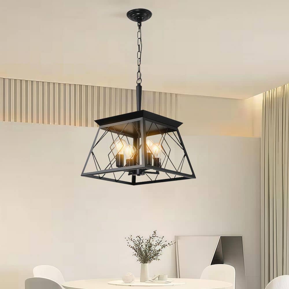 4-Light Farmhouse Chandelier Pendant Vintage Antique Light Fixture for Kitchen Dining Room Living Room in Black price history on PriceWatchPro