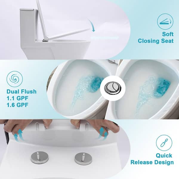 Boosicavelly 27.56 inch 1-piece 1.1/1.6 GPF Dual Flush Elongated