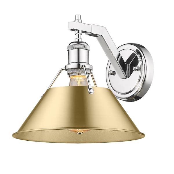 Golden Lighting Orwell 10 in. 1-Light Chrome and Brushed Champagne Bronze Wall Sconce