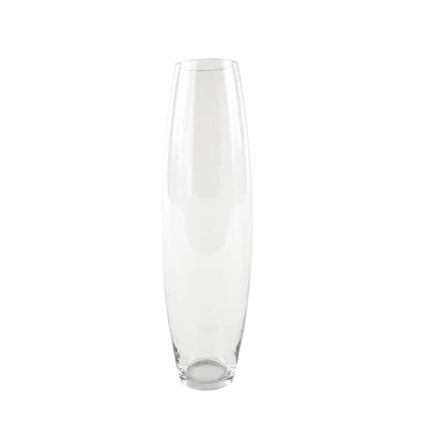 Litton Lane Clear Tall Slanted Glass Decorative Vase 18491 - The