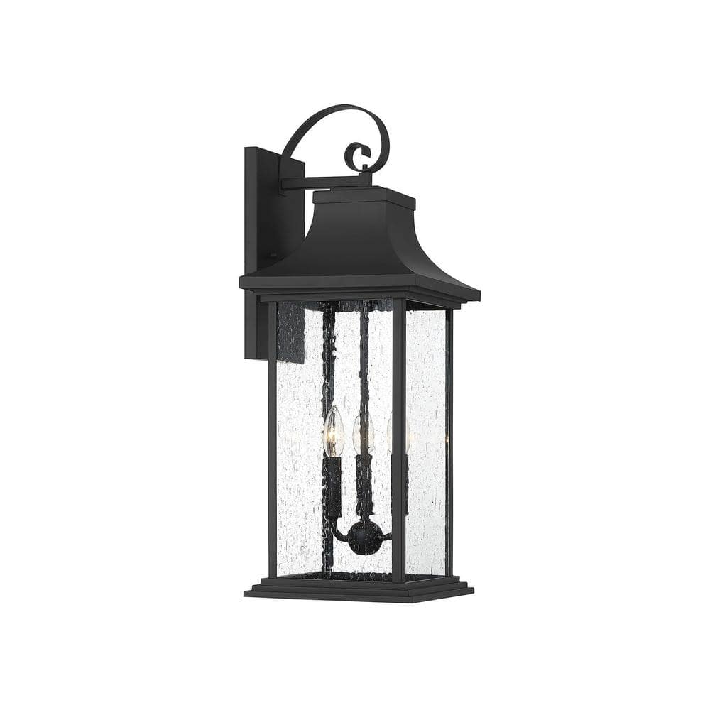 Matte Black Lantern 27.75" Outdoor Wall Sconce