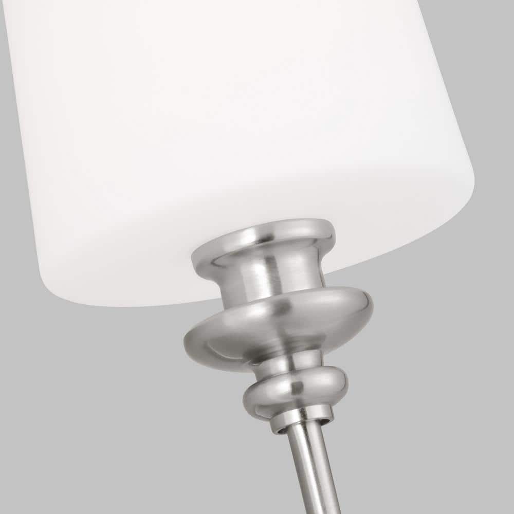 Brushed Nickel 1-Light Wall Sconce with Opal Glass Shade