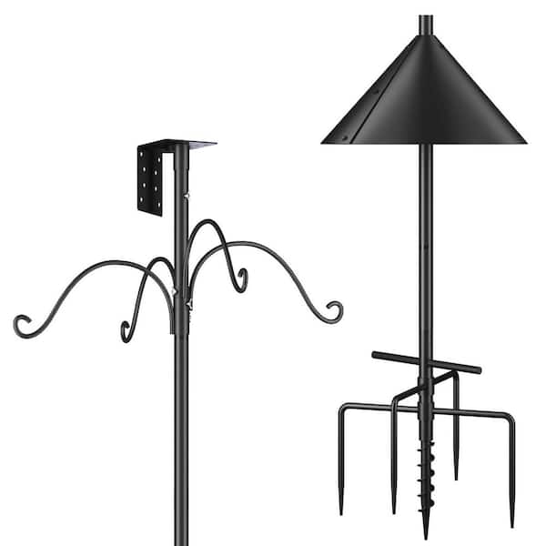 Adjustable Heavy Duty Bird Feeders Pole Stand 92 Inch Outdoor Feeding Station with Squirrel Proof Baffle