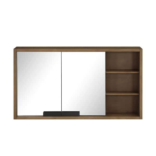 Kordite 42 in. W x 7 in. D x 24 in. H Rectangular Surface Mount Almond Latte Medicine Cabinet with Mirror