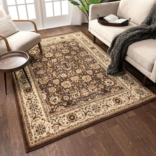 Well Woven Persa Tabriz 3 ft. 11 in. x 5 ft. 3 in. Traditional Oriental  French Country Brown Area Rug PA-18-4 - The Home Depot