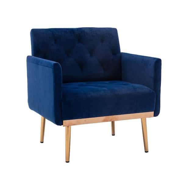 Spaco Navy Velvet Leisure Single Sofa Chair with Rose Golden Feet (Set of 1)