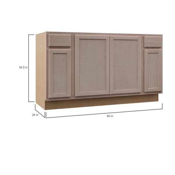Hampton Bay Hampton Unfinished Beech Recessed Panel Stock Assembled Sink Base Kitchen Cabinet 60 In X 34 5 In X 24 In Ksbf60 Uf The Home Depot