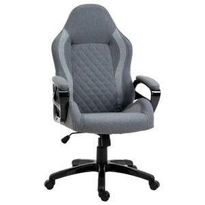 Grey, Ergonomic Home Office Chair High Back Task Computer Desk Chair with Padded Armrests, Linen Fabric, Swivel Wheels