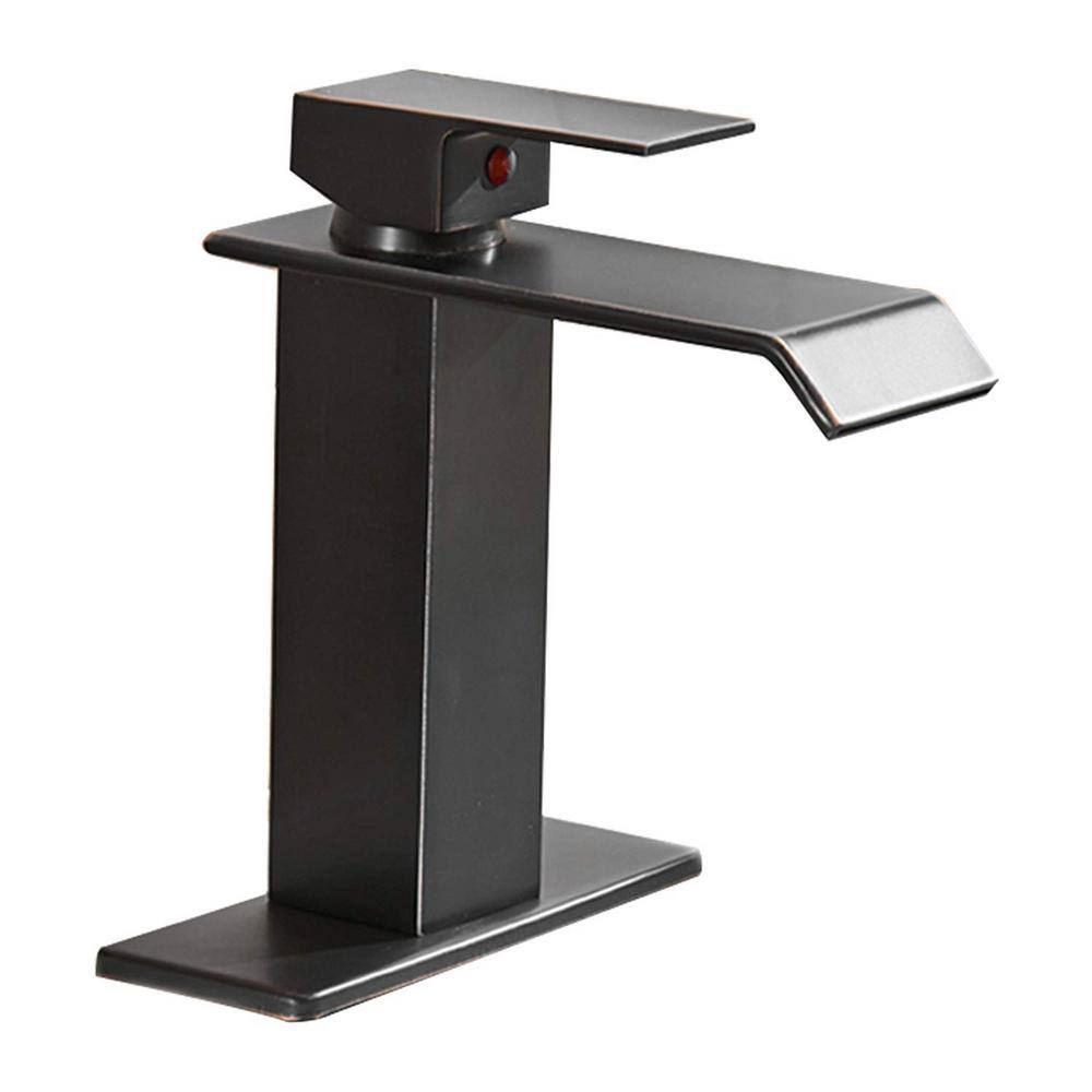 Waterfall Bathroom Faucet Single-Handle Single Hole Sink Faucet with Deck P