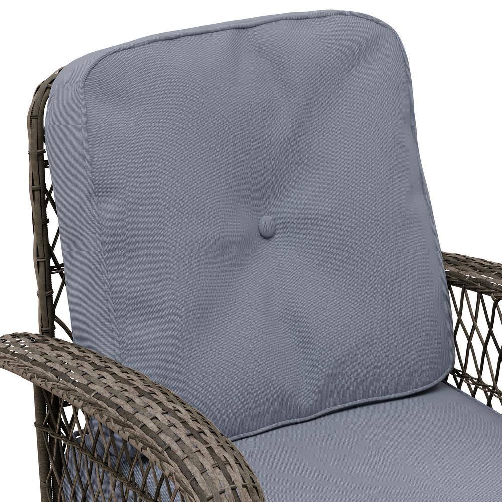 Salerno Gray Handwoven Resin Wicker Outdoor Rocking Chair with Cushions