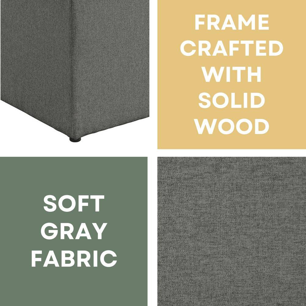 Elegant Gray Storage Bench with Reversible Tray and Side Ottomans