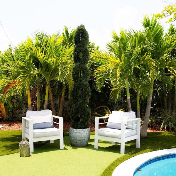Nearly Natural 8 ft. Double Pond Cypress Spiral Topiary UV