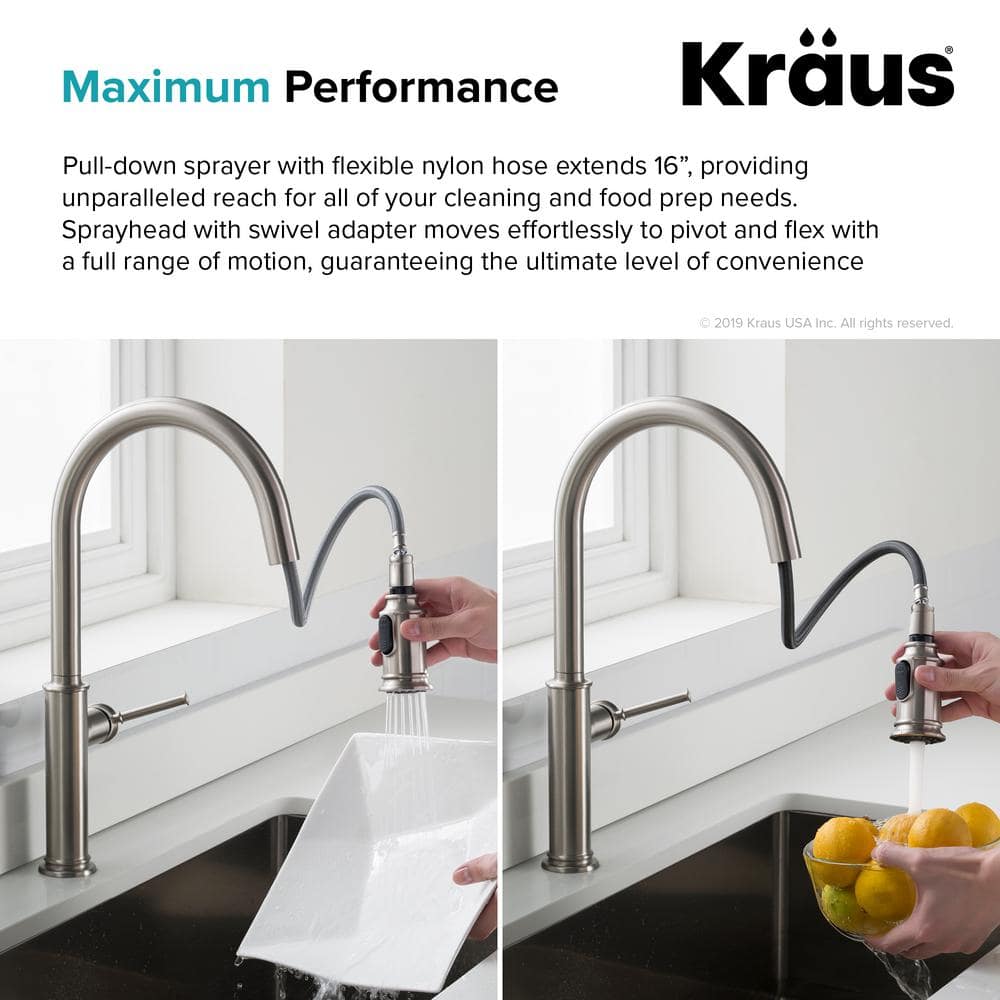 Stainless Steel Single Handle Pull-Down Kitchen Faucet