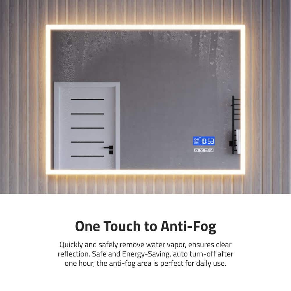 Rectangular Frameless LED Bathroom Vanity Mirror with Defogger