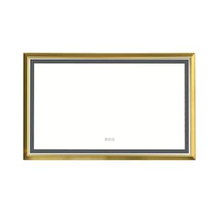 48 in. W x 30 in. H Rectangular Aluminum Framed Anti-Fog Dimmable LED Wall Bathroom Vanity Mirror in Gold