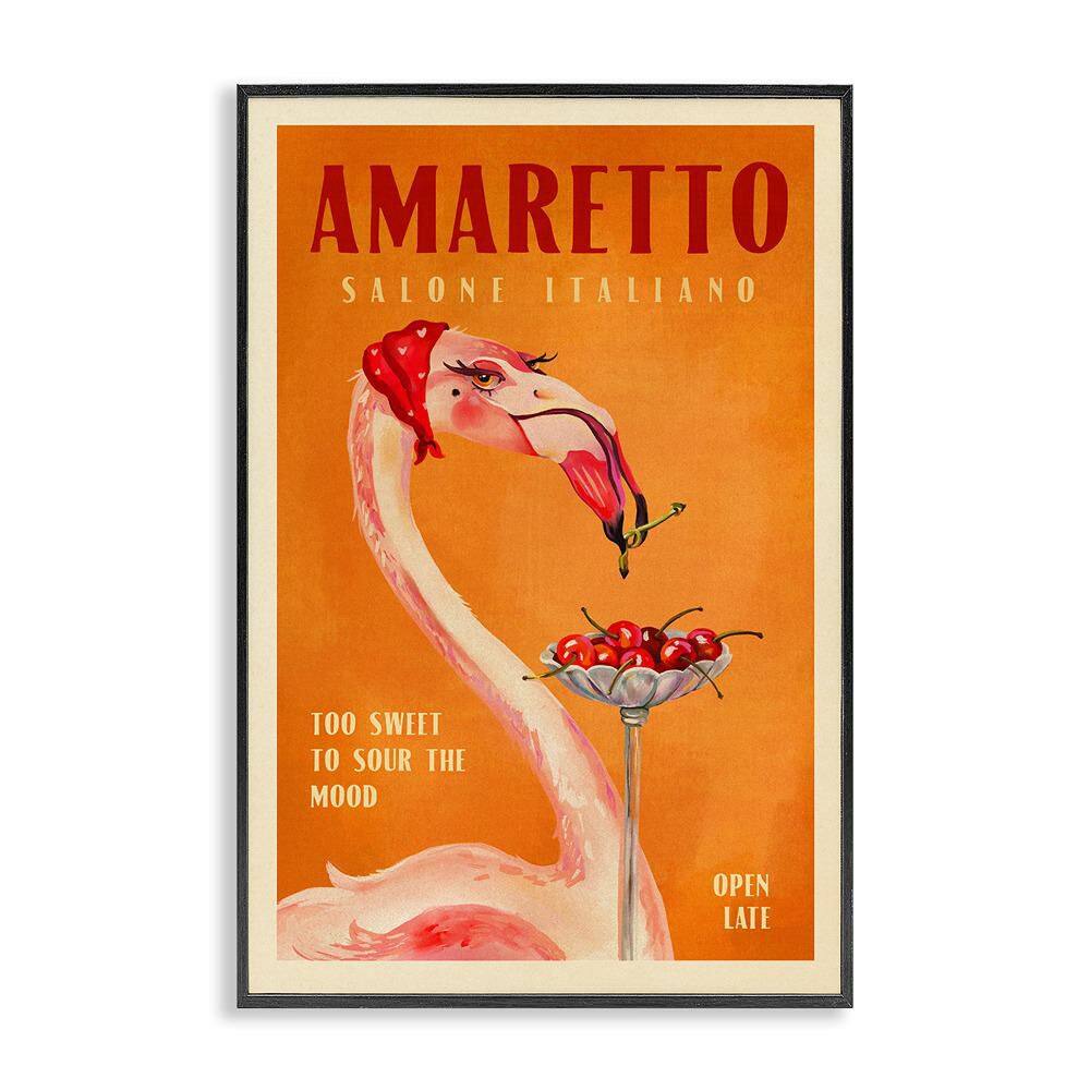 Vintage Amaretto Flamingo by The Whiskey Ginger 1 Piece Black Framed Food Giclee Art Print 30 in. x 20 in. price history on PriceWatchPro