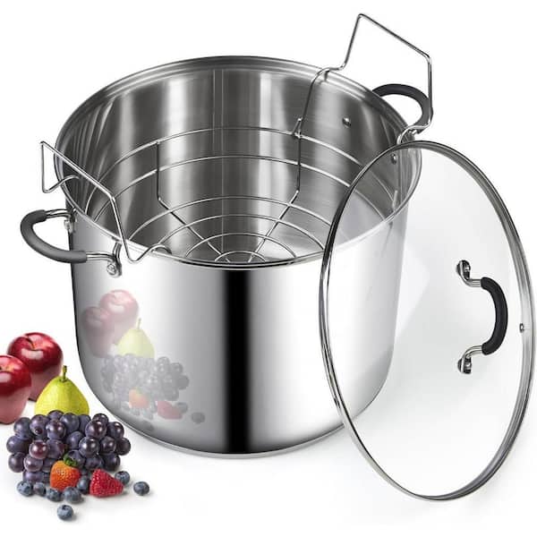 Professional 20 Qt. Stainless Steel Water Bath Canner with Lid and Jar Rack, Multiuse pot