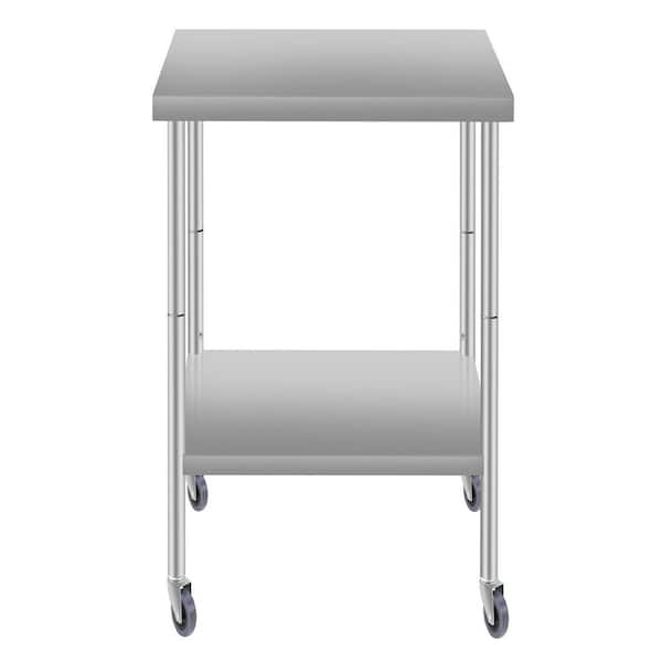 Tileon Commercial Work Table for Restaurant and Home Stainless Steel Kitchen Prep Table with Under Shelf and wheels