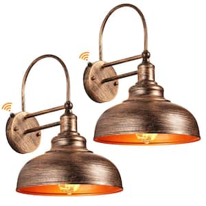 Industrial Bronze Dusk to Dawn Outdoor Hardwired Wall Barn Scone Exterior Light with No Bulbs Included (2-Pack)