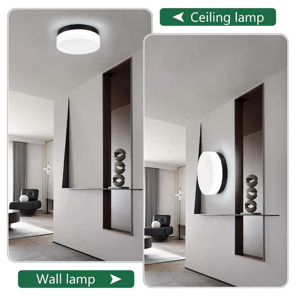 Jushua 12 in. 1-Light Modern Black LED Flush Mount Ceiling Light
