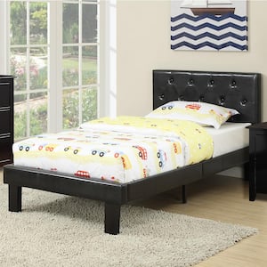 Faux Leather Black Upholstered Twin Size Bed