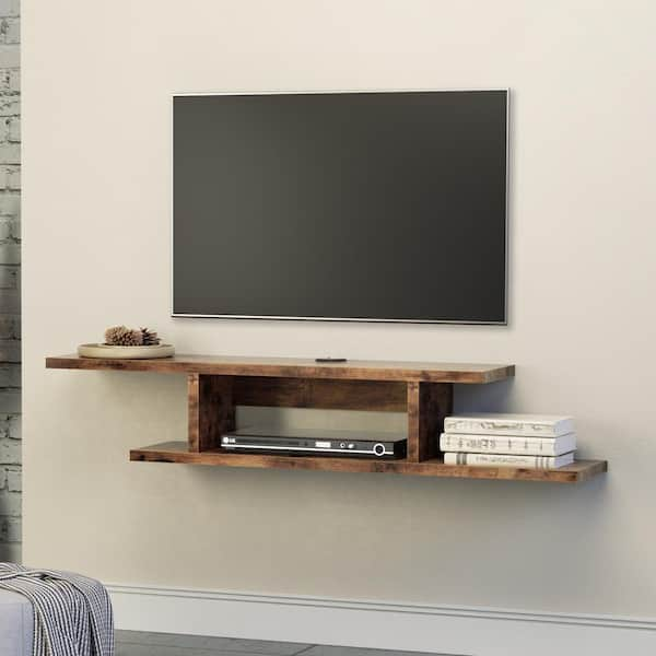 rustic floating tv shelf