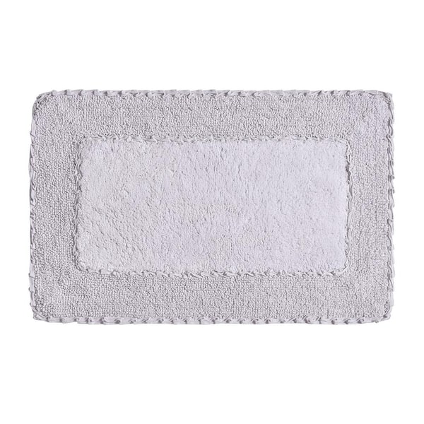 Ruffle Cotton Border Lavender 17 in. x 24 in. Bath Rug