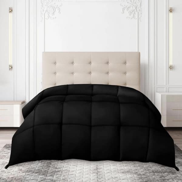 Lux Decor Ultra-Soft All-Season King Down Alternative Comforter Duvet Insert with Corner Tabs-Black