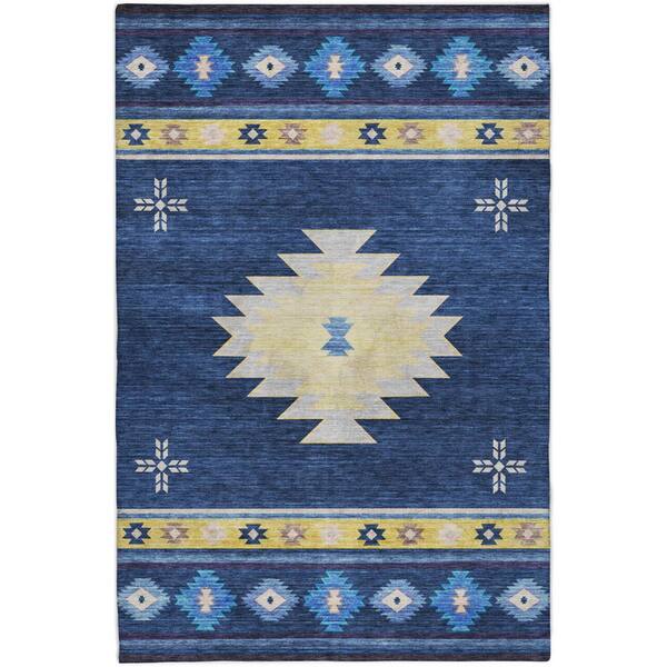 Dream Shag Premium Machine Washable Abstract ADS179 Blue 9 ft. x 12 ft. Area Rug