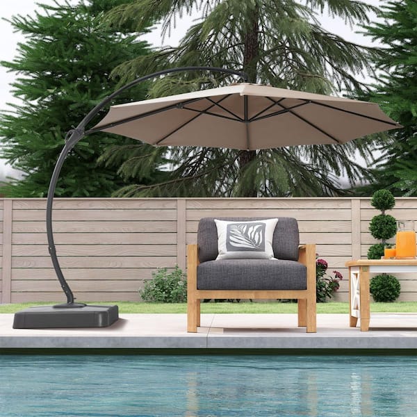 deluxe offset patio umbrella Best Choice Products 10ft 360 Rotating Cantilever Easy Auto Open w/ Solar LED Lights lock system that allows you to reposition the tilt of the umbrella exactly where needed as the sun movt the day Decksplore Cantilever Umbrella 10 FT