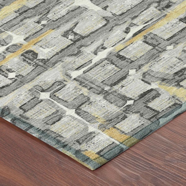 Chantille Machine Washable Indoor/Outdoor Abstract ACN2762 Silver 10 ft. x 14 ft. Area Rug