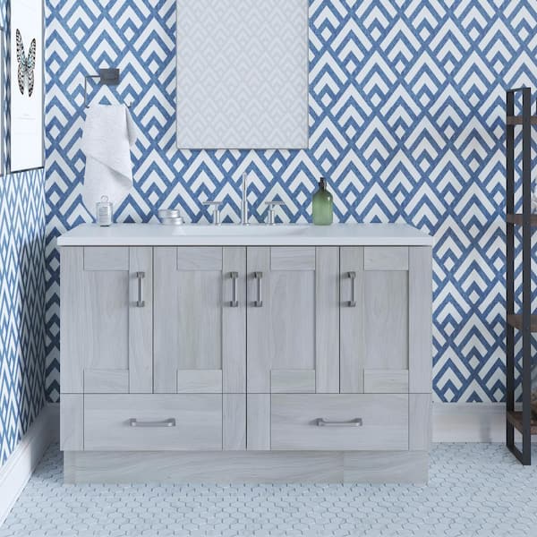 Home Decorators Collection Erskine 48 in. W x 19 in. D x 33 in. H Single Sink Freestanding Bath Vanity in Elm Sky with White Cultured Marble Top