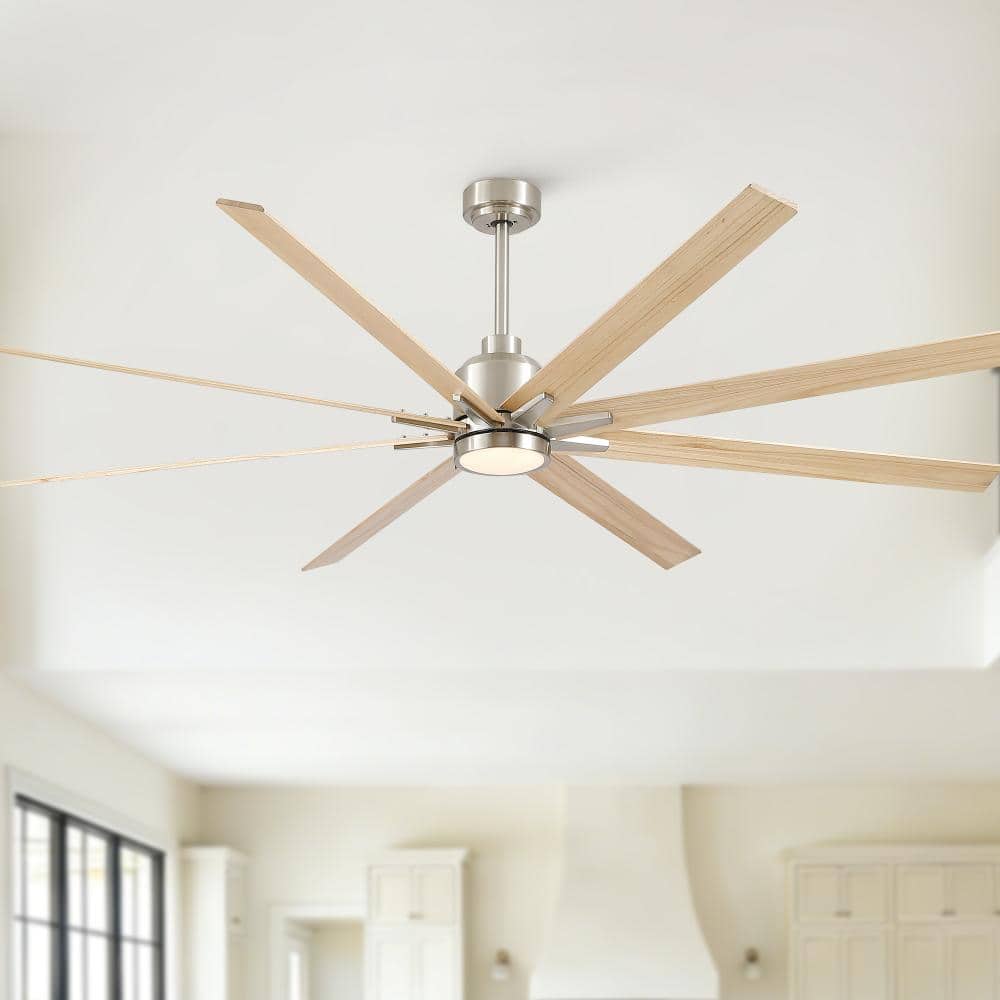 84 in. Brushed Nickel Light Yellow Solid Wood Ceiling Fan with Dimmable Led Light Control Reversible DC Motor price history on PriceWatchPro