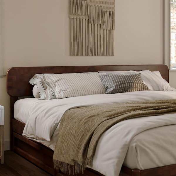 Florence Walnut Brown Solid Wood King Headboard