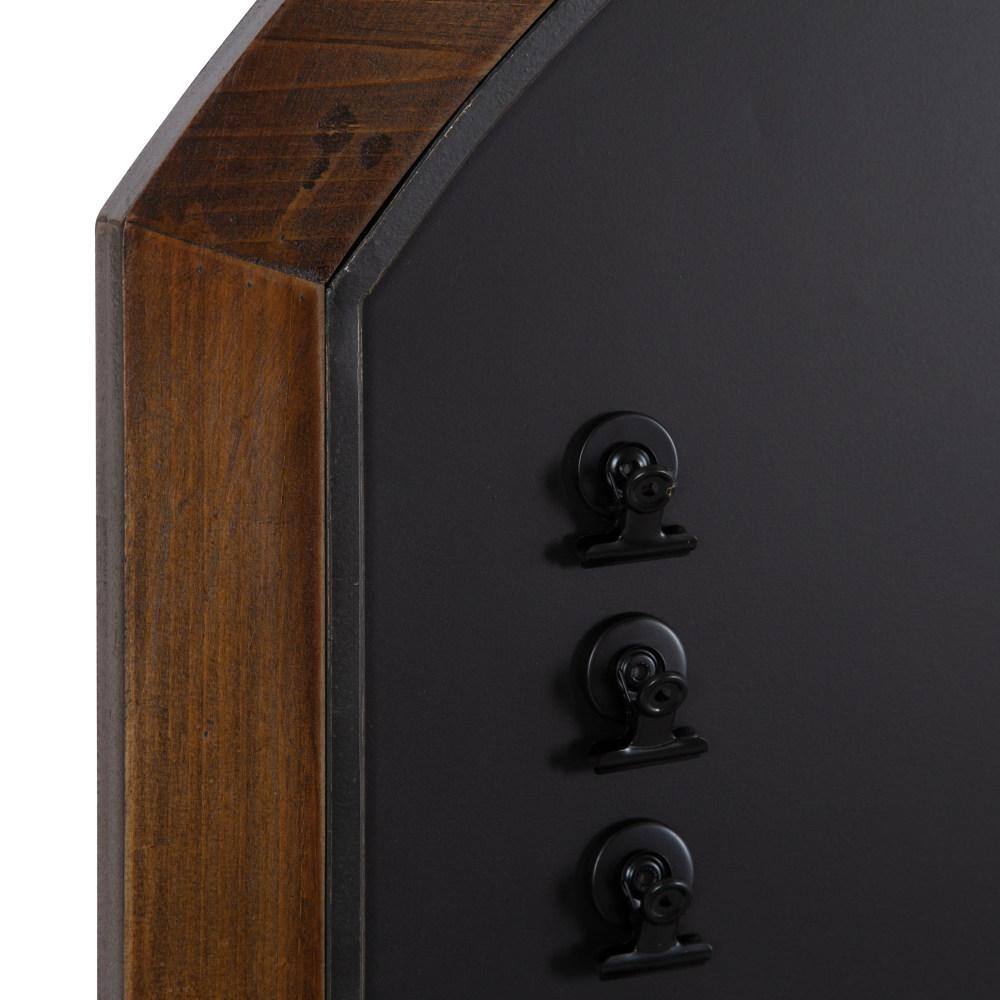 Walnut Brown Arched Magnetic Chalkboard with Clips, 36x24