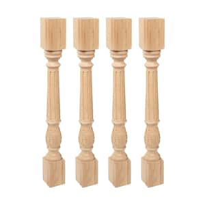 35.25 in. x 3.75 in. Unfinished Solid North American Hardwood Acanthus Leaf Kitchen Island Leg (4-Pack)