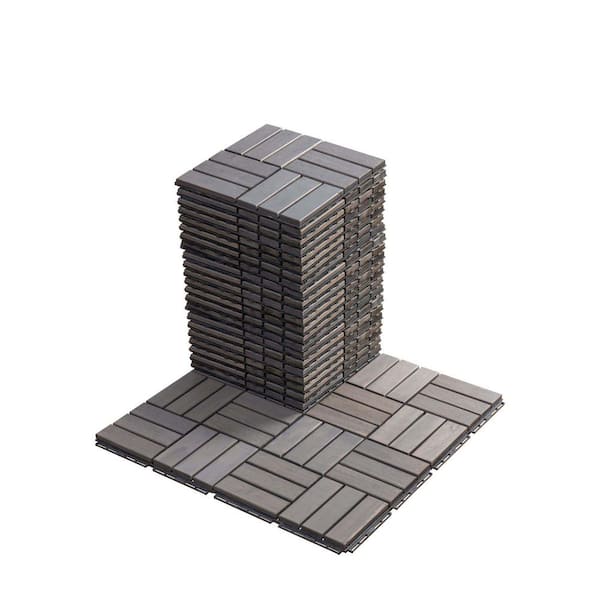 WEGATE 12 in. x 12 in. Interlocking Deck Tiles, Gray Checkered Pattern ...