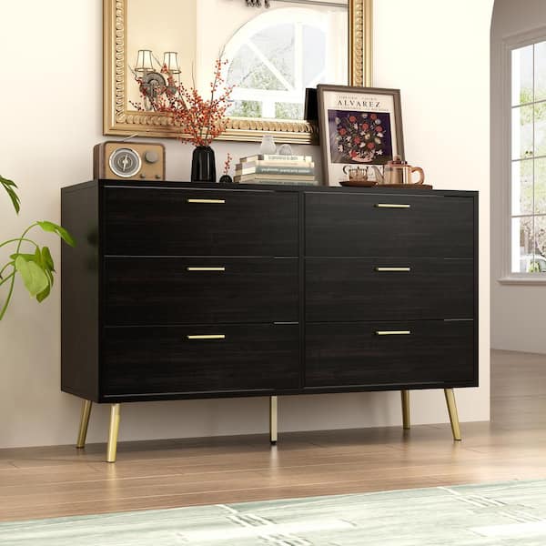 FUFU&GAGA 47.2 in. W Brown Wood Dresser Chest of Drawer Accent Storage  Cabinet Organizer With 6 Drawers, 15.7 in. D x 30.1 in. H KF200054-03 - The  Home Depot