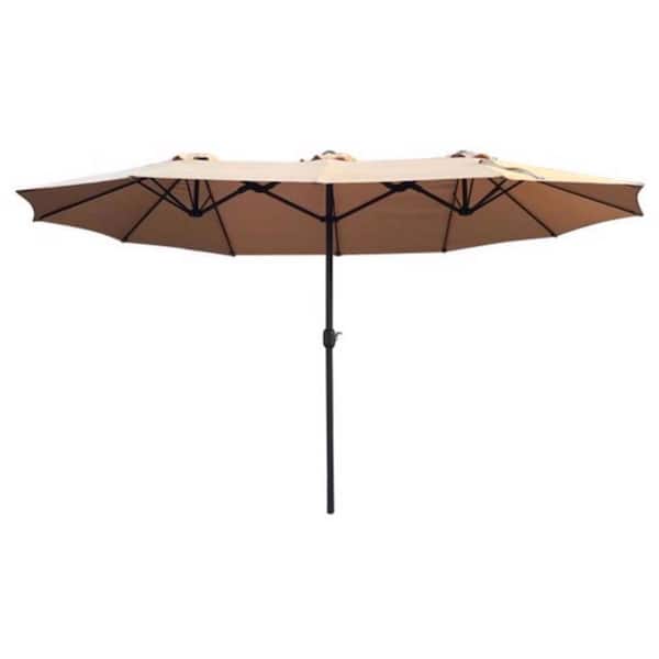 LIVING ACCENTS 15 ft. Steel Market Patio Umbrella 108 in Beige