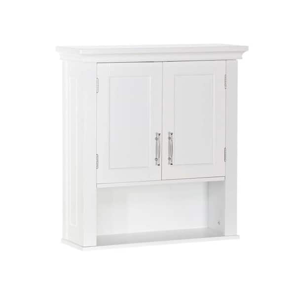 Aoibox 22.8 in. W x 7.9 in. D x 24.5 in. H Bathroom Storage Wall Cabinet in white with 1 Open Shelf and 2 Interior Shelves