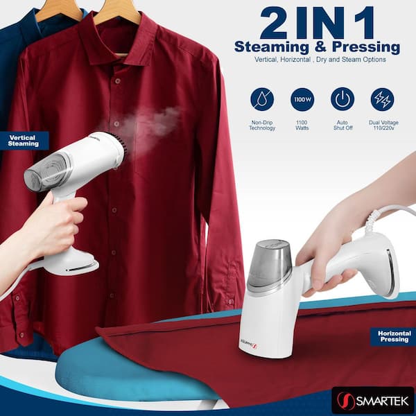 SMARTEK Dual Voltage Foldable Steamer, White ST-1100-DV - The Home