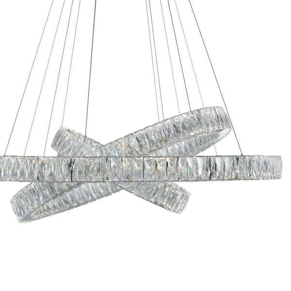 Finesse Decor Crystal Elegance 3 Circles, 100-Watt Integrated LED  Chandelier in Chrome CH-415-RO - The Home Depot