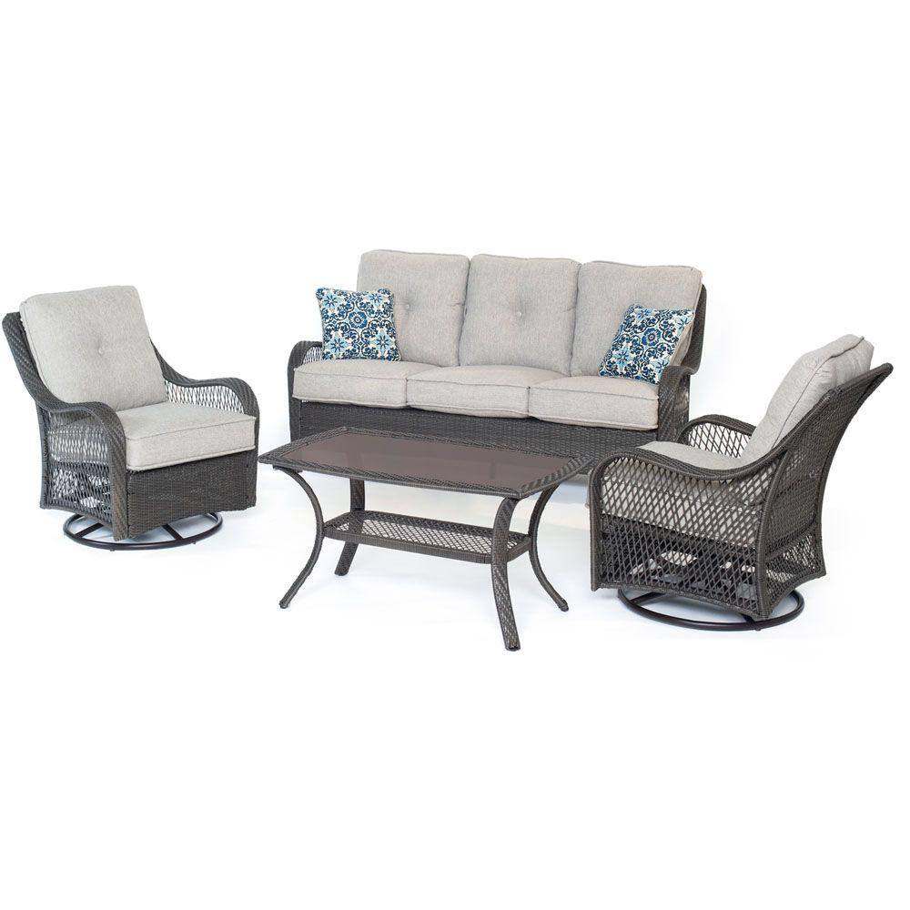 Hanover Orleans 4Piece AllWeather Wicker Patio Deep Seating Set w