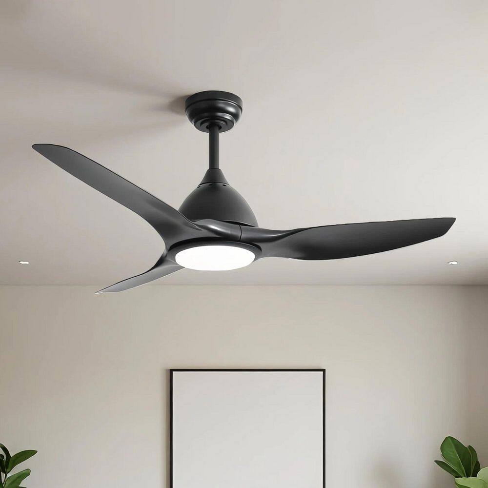 52 in. Integrated LED Indoor Downrod Mount Matte Black Standard Ceiling Fan with Dimmable Light and Remote 6-Speed price history on PriceWatchPro