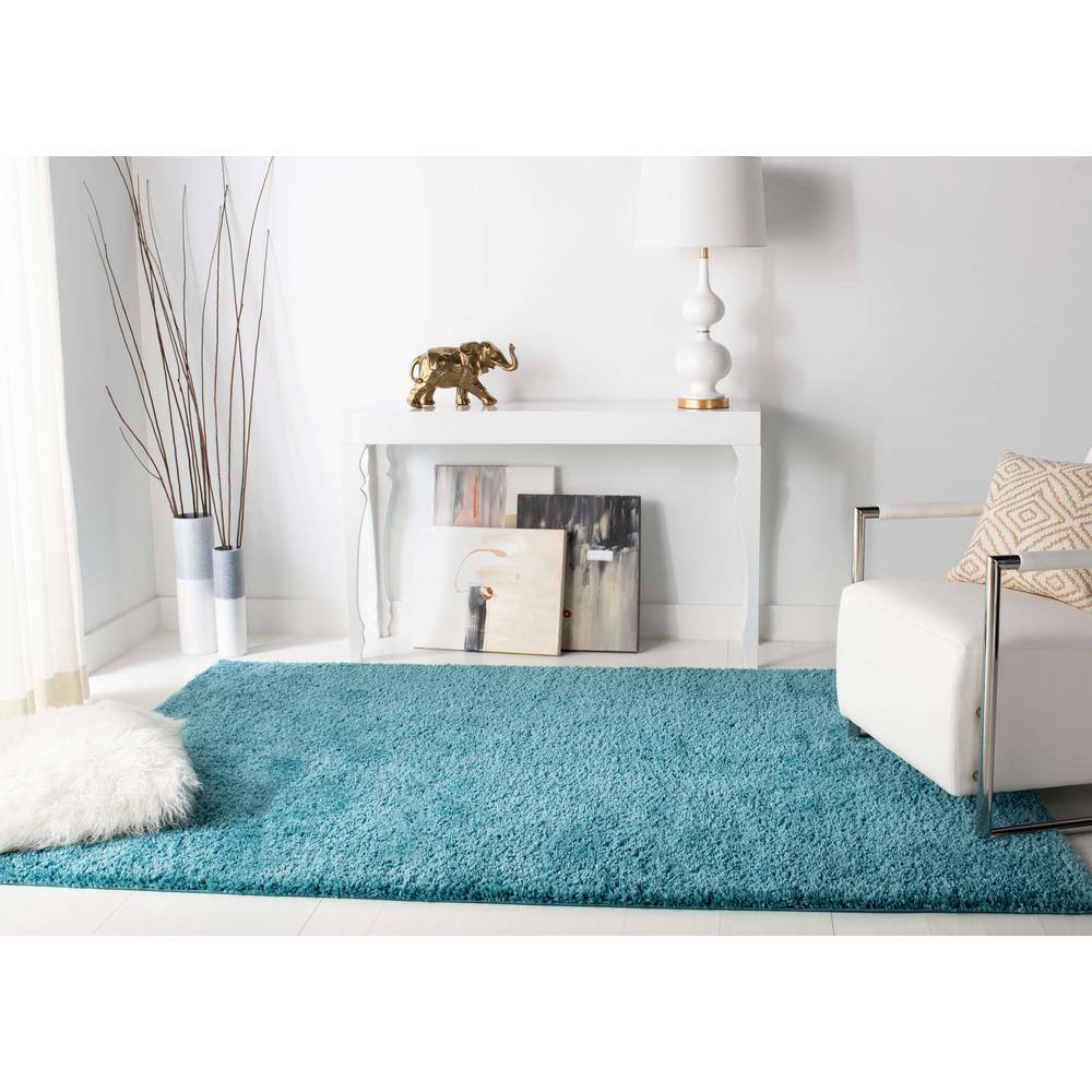 Turquoise 8' x 10' Rectangular Shag Area Rug