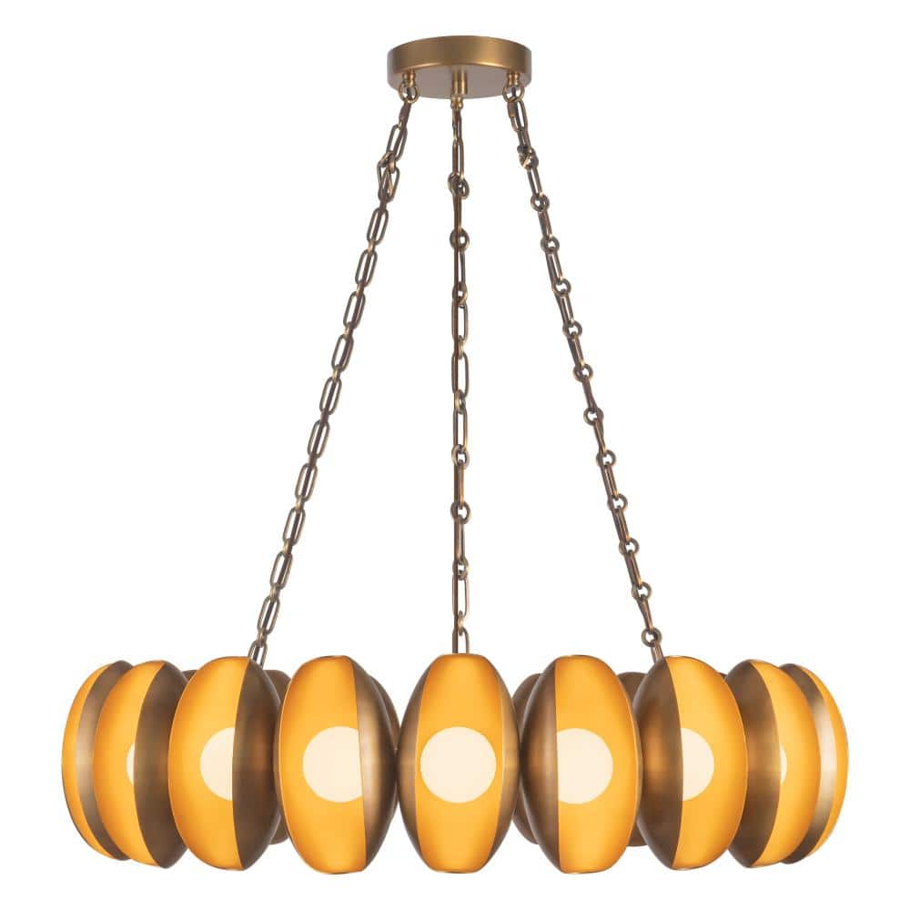 Cortez 37-in Vintage Brass dimmable LED Chandelier price history on PriceWatchPro