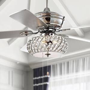 Crista 52 in. Chrome 3-Light Metal/Wood LED Ceiling Fan With Light