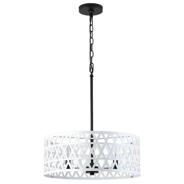 Modland Light Pro 18 in. 3-Light Modern White Semi Flush Mount Ceiling Light Fixture Hanging Lights with White Shade